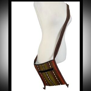 Boho Tapestry Crossbody Zip Closure Fall Colors Orange Brown Green